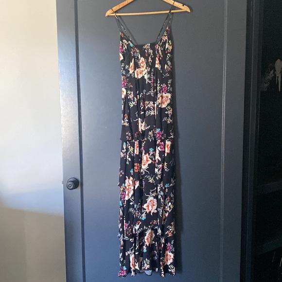 AFRM Berlin Floral Tiered Crepe Maxi Dress long floral adjustable straps small S - Picture 6 of 9